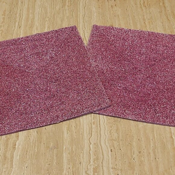 Kim Seybert Glass Bead Pink Purple Placemats Shiny Sparkle Set of 2 14" Square - Picture 3 of 9